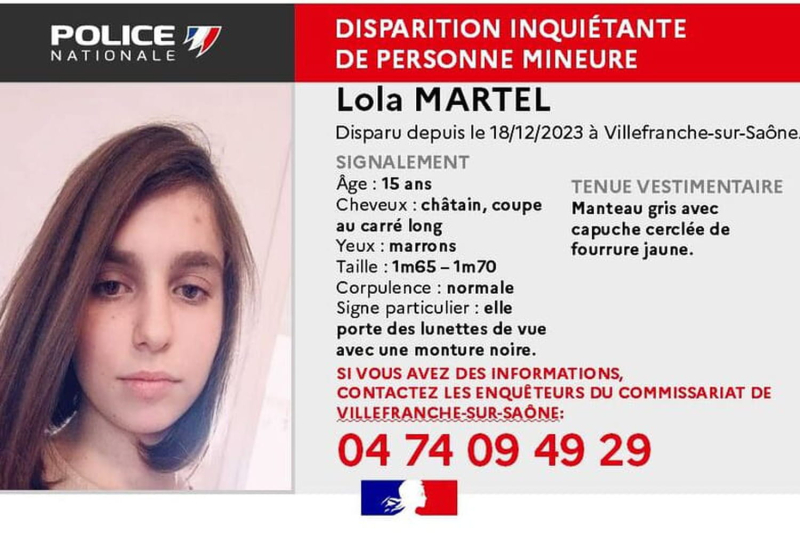 Disappearance in Villefranche-sur-Saône: Lola, a 15-year-old teenager, untraceable since December 18