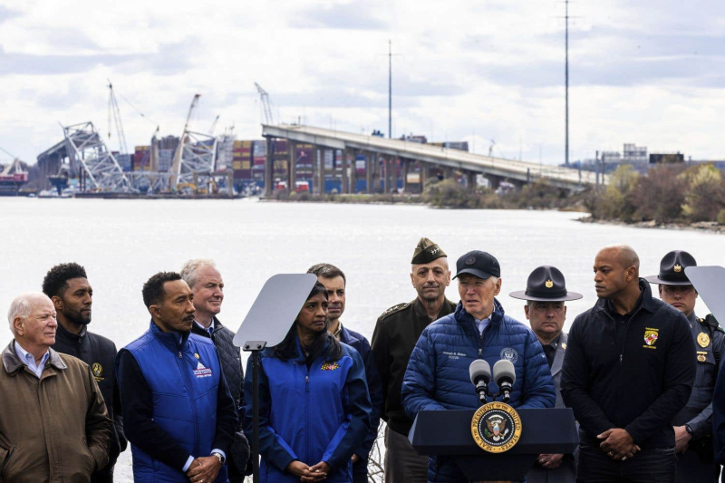 In Baltimore, Biden promises to quickly rebuild the bridge