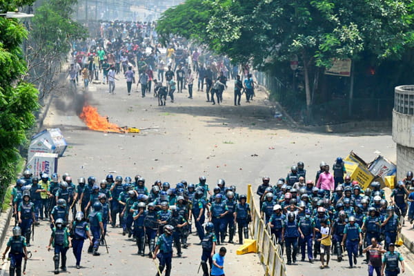 Bangladesh wakes up to burned buildings and no internet