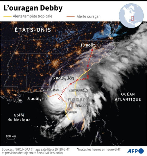 Storm Debby in the United States: at least four dead and risks of "catastrophic" flooding