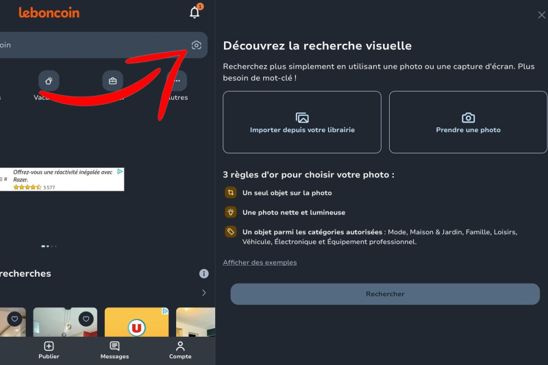 Leboncoin: how to use the image search function like Google Lens ?