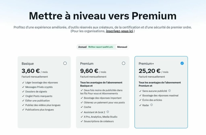 Vous êtes abonné à l'offre Premium+ sur X ? Préparez-vous à dépenser (beaucoup) plus en 2025