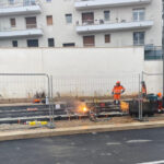 Tram line 5 in Montpellier: the very last rail welds on the northern section