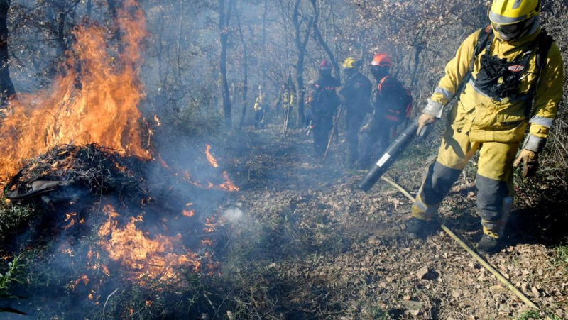 Controlled burning operation: these firefighters from SDIS 34 who direct winter fires to prevent summer fires